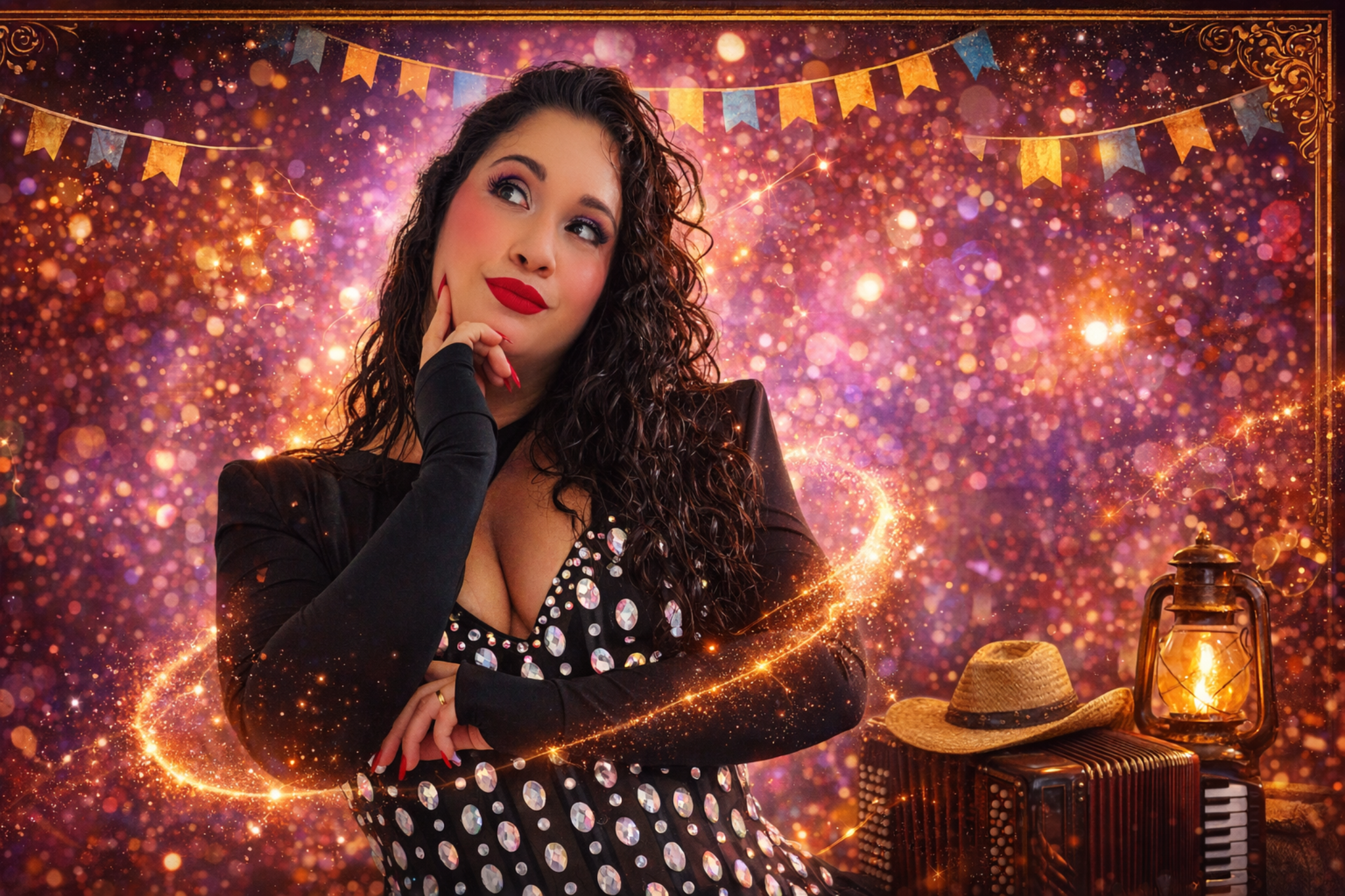 Natasha Melo em composição visual de São João